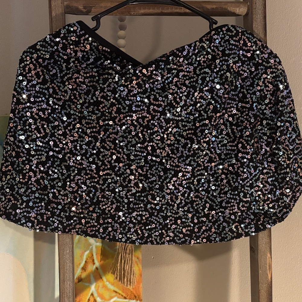 No Boundaries Black Sequin Mini Skirt